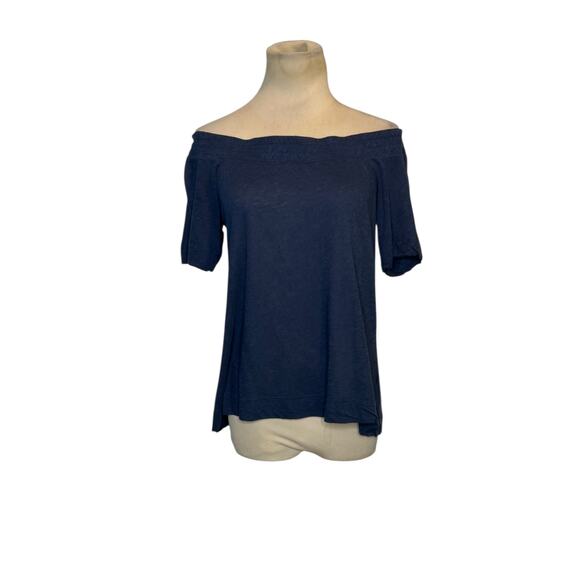Splendid blue short sleeves off shoulders top size small - Picture 11 of 15